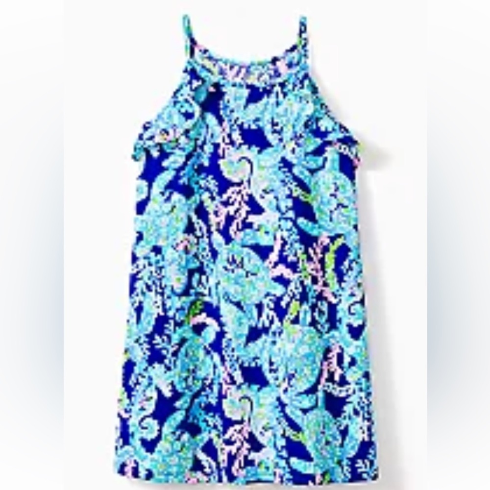 LILLY PULITZER | Girls Mini Billie Dress Corsica Blue Turtle Villa Size S 4-5